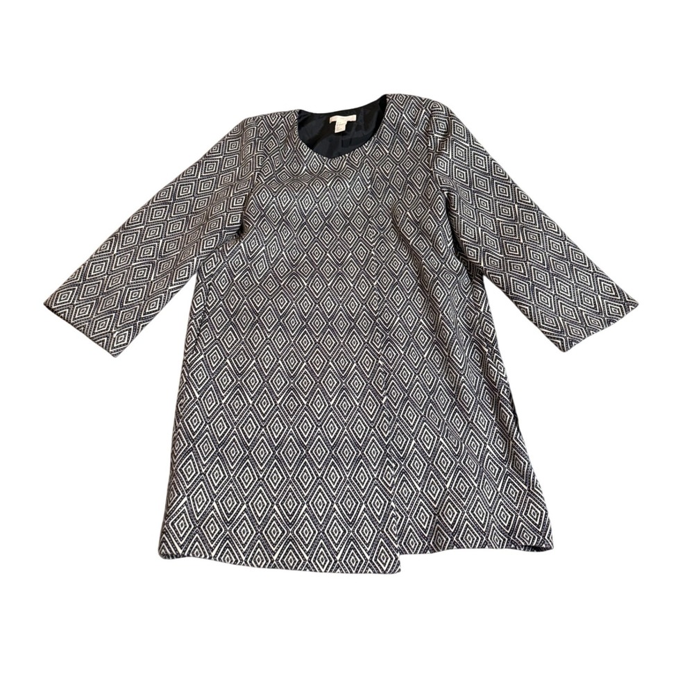 H&M Size 8‎ Women Kimono Dress Coat Black White Geometric Print Professional